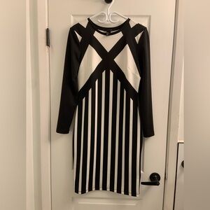 H&M Black and White Long Sleeve Dress